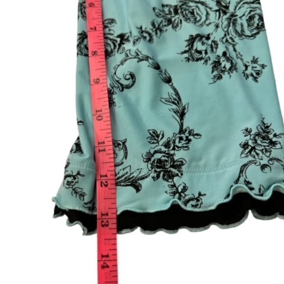 Beautiful Teal Black Floral Robe Linea Donatella S/M COTTAGECORE Shabby Chic EUC - Picture 12 of 13